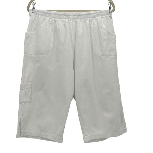 The Vermont Country Store Womens Large Capri Shorts Cropped Pull On White - Picture 1 of 7